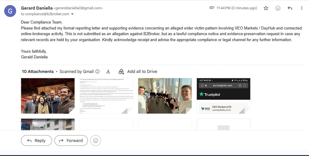 Reported to B2Broker compliance