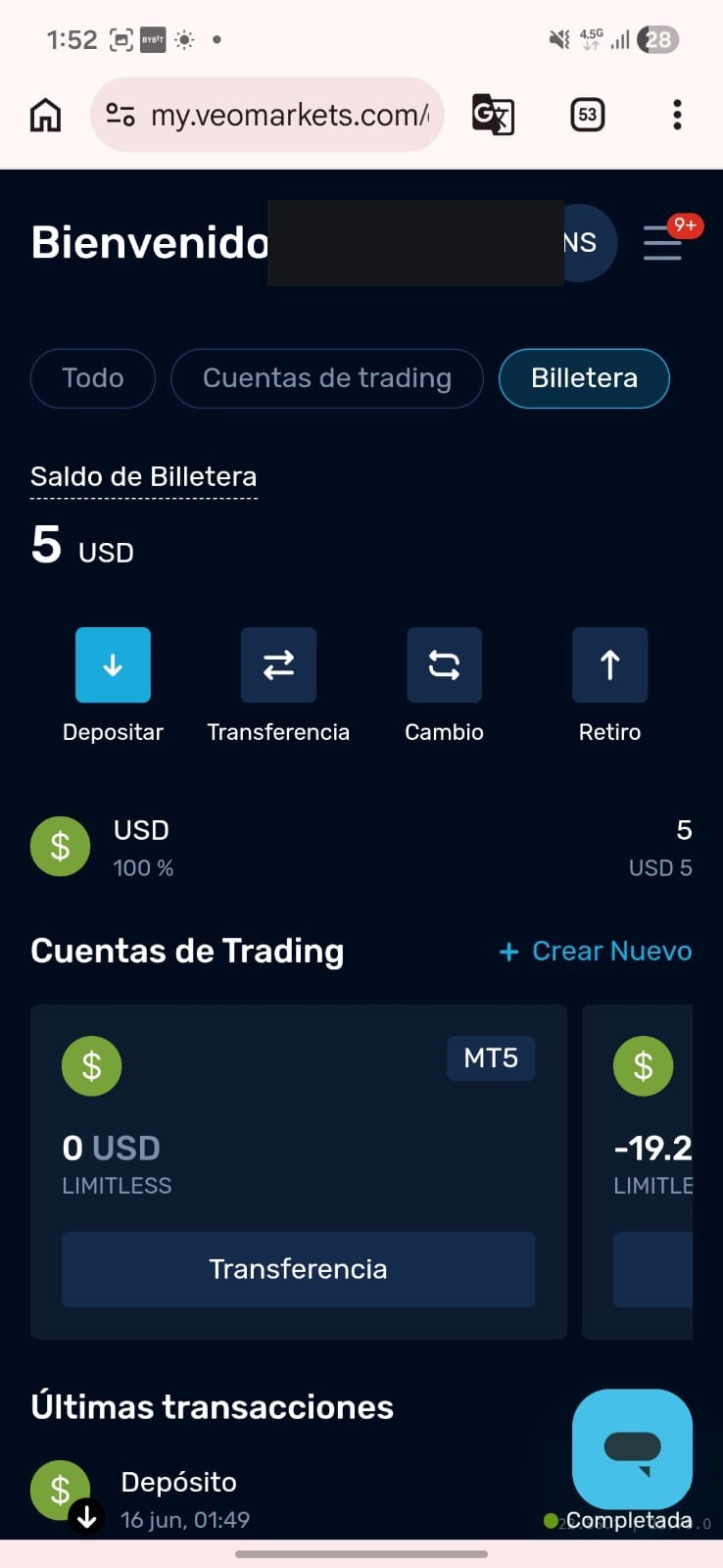 Inside a VEO Markets account